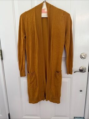 Cielo Long Mustard Open-Front Cardigan Size Small